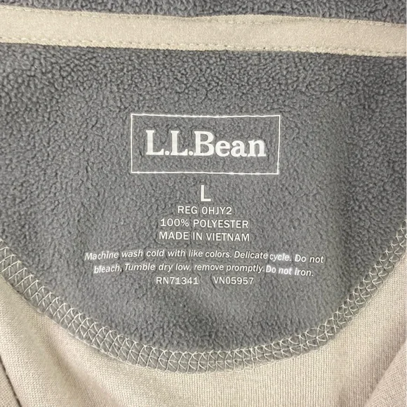 L.L. Bean Men's Tan Fleece Pullover 1/4 zip Performance Outdoor Wear size Large